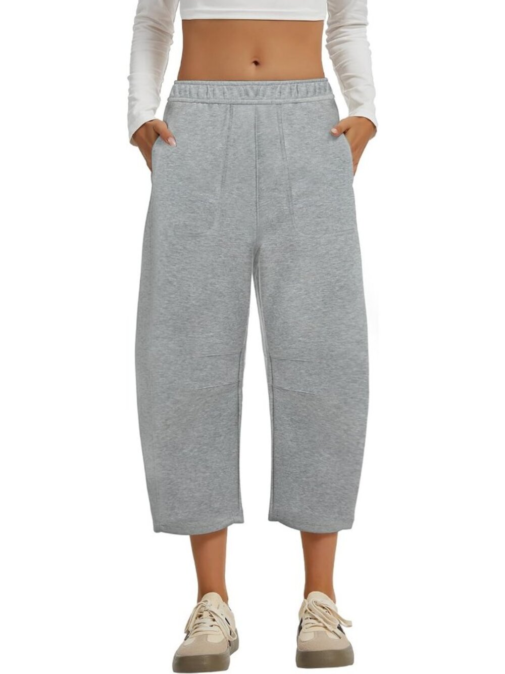 Stylish Women's Wide Leg Capri Sweatpants | Trendy Barrel Cropped Design